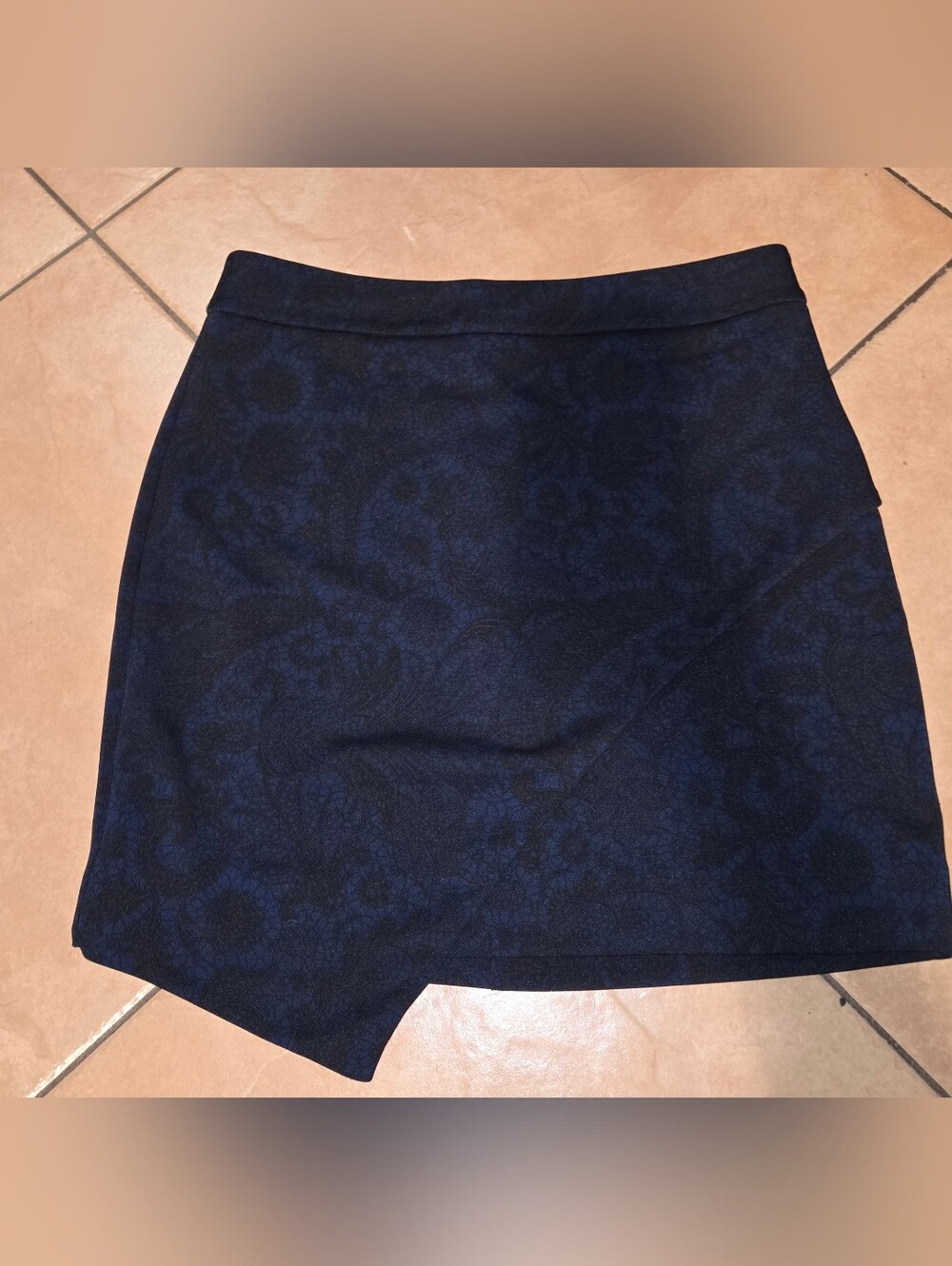 Express Navy Floral Jacquard Mini Skirt